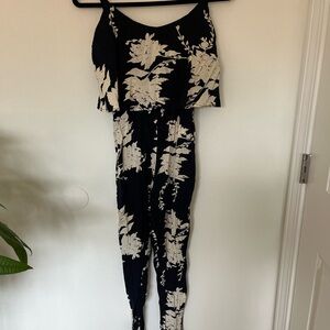 Floral Black and Cream Jumpsuit